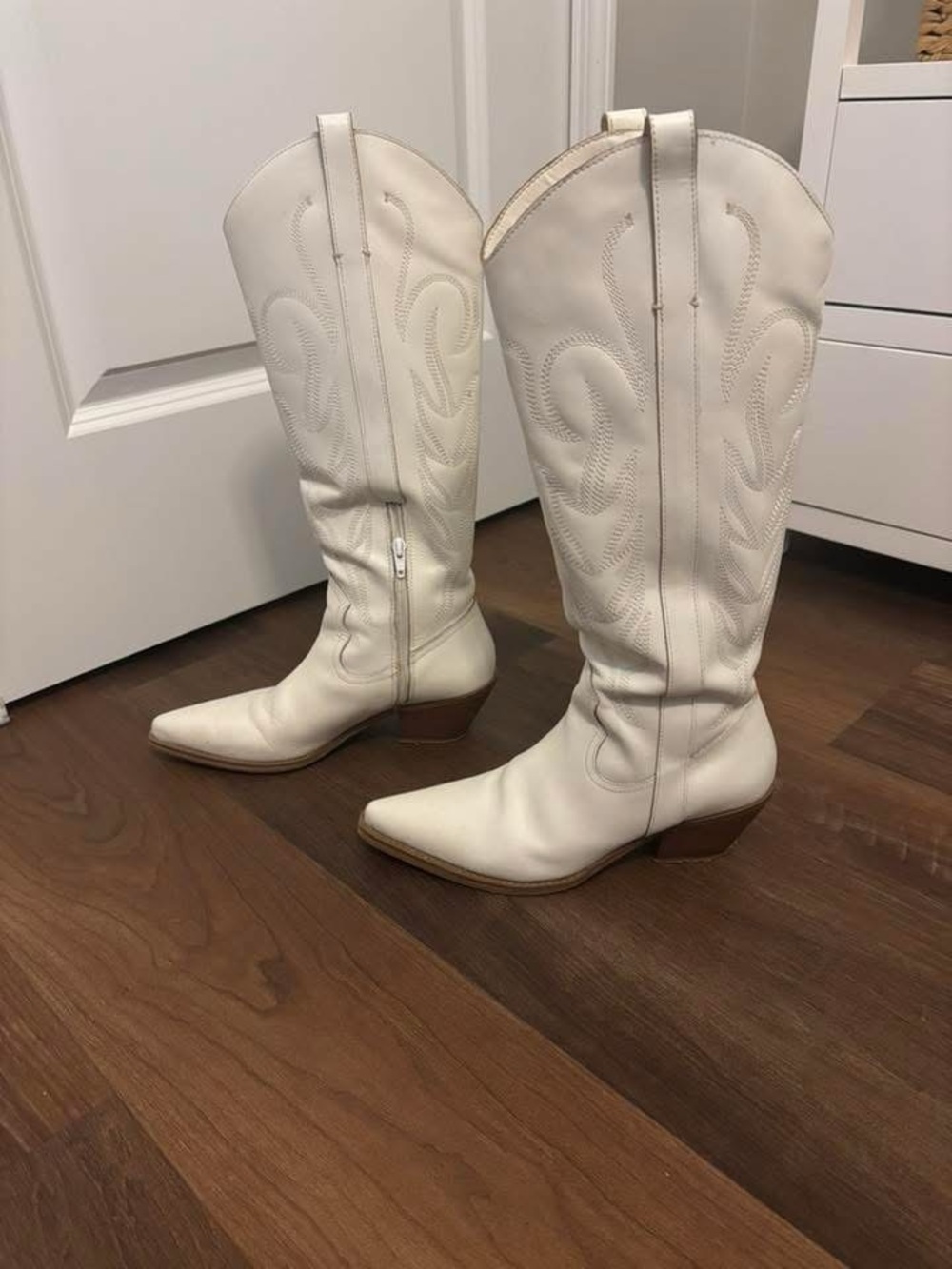 Women's White Western Knee-High Boots
